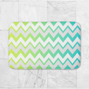 Tapis De Bain Chevron motif citron vert turquoise aqua ombre élé