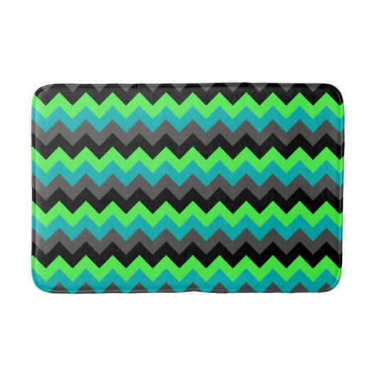 Tapis De Bain Chevrons Ombre Noir Vert Moyen Mat Bain (Devant)
