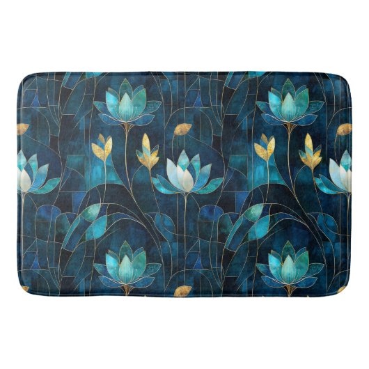 Tapis De Bain Chic chrysanthème turquoise (Devant)
