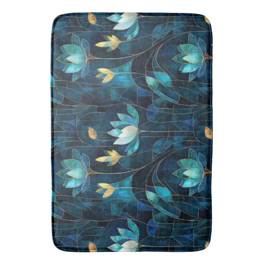Tapis De Bain Chic chrysanthème turquoise (devant Vertical)