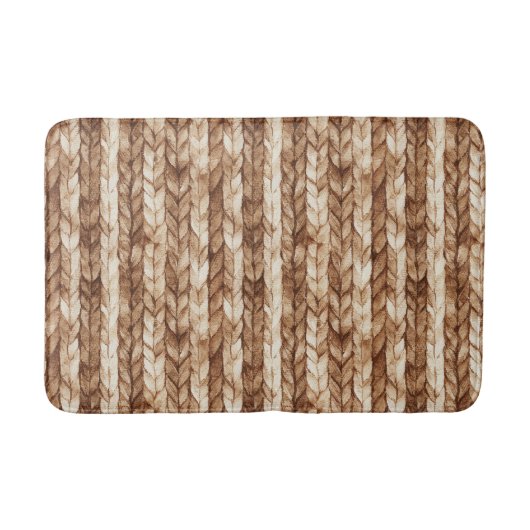Tapis De Bain Chic Crème Brown Faux Tissus (Devant)