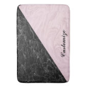 Tapis De Bain Chic Elegant Marbre Noir Rose Personnaliser (devant Vertical)