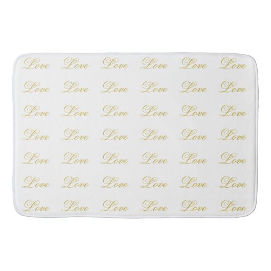 Tapis De Bain Chic Gold Script White Love Mariage Calligraphie (Devant)