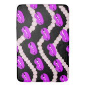 Tapis De Bain Chic Lips Perles Rose Noir (devant Vertical)