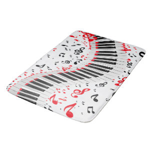 Tapis De Bain Chic Melodies en cascade Rouge Blanc et Noir