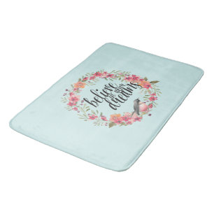 Tapis De Bain Chic Mint Croyez en vos rêves Oiseau rose Floral