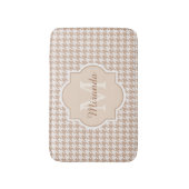 Tapis De Bain Chic Monogramme Houndstooth Brown Avec Nom (Devant (Vertical))