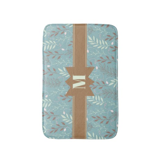 Tapis De Bain Chic Monogramme Motif botanique (Devant (Vertical))
