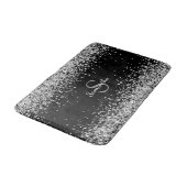 Tapis De Bain Chic Parties scintillant Argent Confetti Monogramm (Angle)