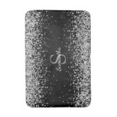 Tapis De Bain Chic Parties scintillant Argent Confetti Monogramm (Devant (Vertical))