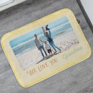 Tapis De Bain Chic Photo Personnalisée Texte Grandma Cadeau Jaun