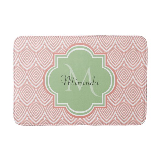 Tapis De Bain Chic Pink Arc Pétoncles Soft Green Nom (Devant)