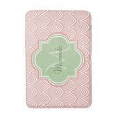 Tapis De Bain Chic Pink Arc Pétoncles Soft Green Nom (Devant (Vertical))