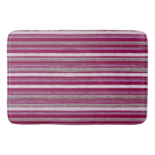 Tapis De Bain Chic Plum Rose Beach Hut Stripes Art par Heva Weva (Devant)