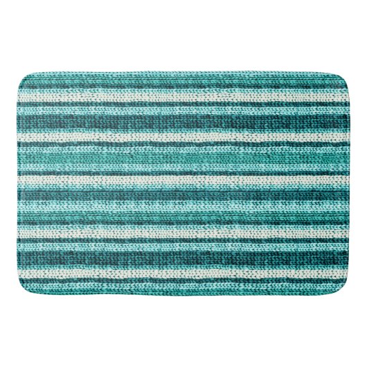 Tapis De Bain Chic rayé turquoise (Devant)