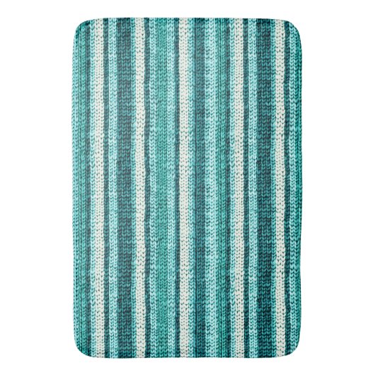 Tapis De Bain Chic rayé turquoise (devant Vertical)