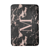 Tapis De Bain Chic Rose en marbre noir or Monogramme à huile (Devant (Vertical))