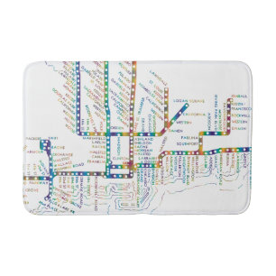 Tapis De Bain Chicago Subway Map w/ Train stops COLOR TIE DYE