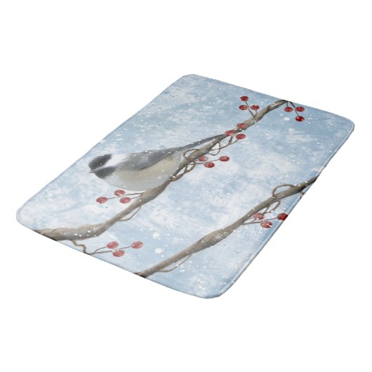 Tapis De Bain Chickadee Hiver Bain Mat (Angle)