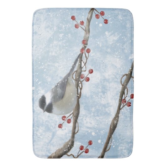 Tapis De Bain Chickadee Hiver Bain Mat (devant Vertical)