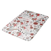 Tapis De Bain Chickadees Motif Gris Rouge avec Floral (Angle)