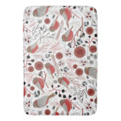Tapis De Bain Chickadees Motif Gris Rouge avec Floral (devant Vertical)
