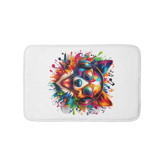 Tapis De Bain Chien Bats Coloré (Devant)