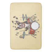 Tapis De Bain Chien Boston Terrier jouant de la batterie (devant Vertical)
