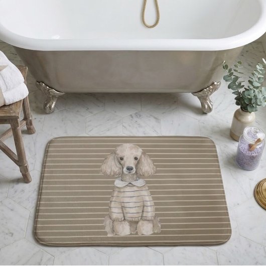 Tapis De Bain Chien Caniche Élégant