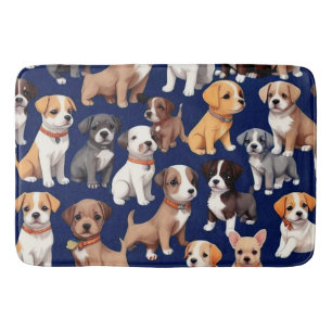 Tapis De Bain Chien Chien Chien bleu de la marine Design Motif