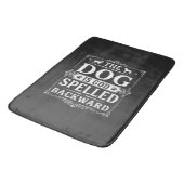 Tapis De Bain Chien Drôle Dieu Écrit à l'Envers (Angle)