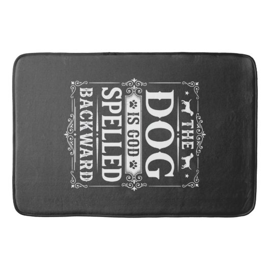 Tapis De Bain Chien Drôle Dieu Écrit à l'Envers (Devant)