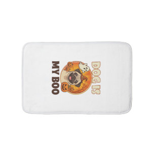 Tapis De Bain Chien Est Boo Pug Halloween Fantôme Citrouille