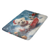 Tapis De Bain Chien maltais dans la corniche laissez passer Noël (Angle)