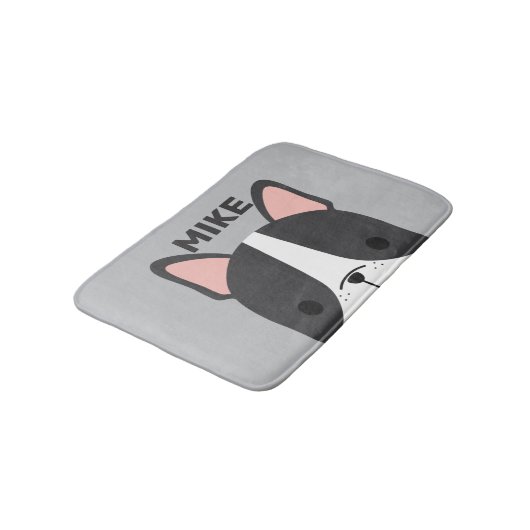 Tapis De Bain Chien-taureau français mignon avec nom personnalis (Angle)