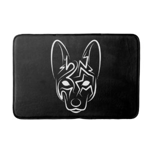 Tapis De Bain Chien tribal noir et blanc