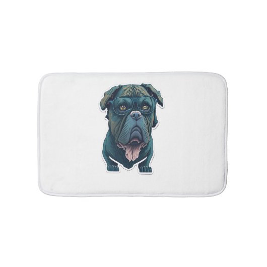 Tapis De Bain Chien vert avec lunettes (Devant)
