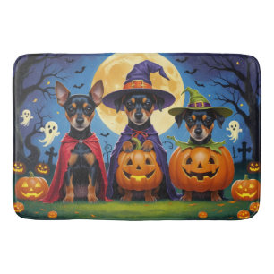 Tapis De Bain Chiens Affenpinscher Citrouille Halloween Drôle