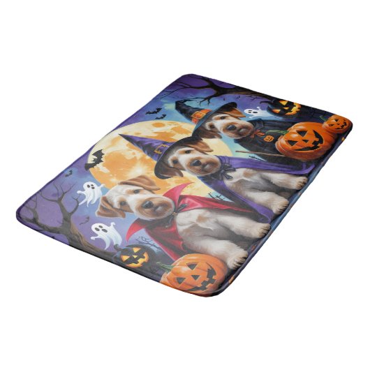 Tapis De Bain Chiens Airedale Terrier Citrouille Halloween Funny (Angle)