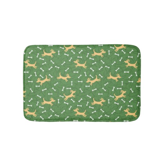 Tapis De Bain chiens chanceux avec l'arrière - plan d'os (Devant)