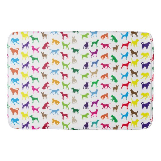 Tapis De Bain Chiens colorés silhouettes (Devant)
