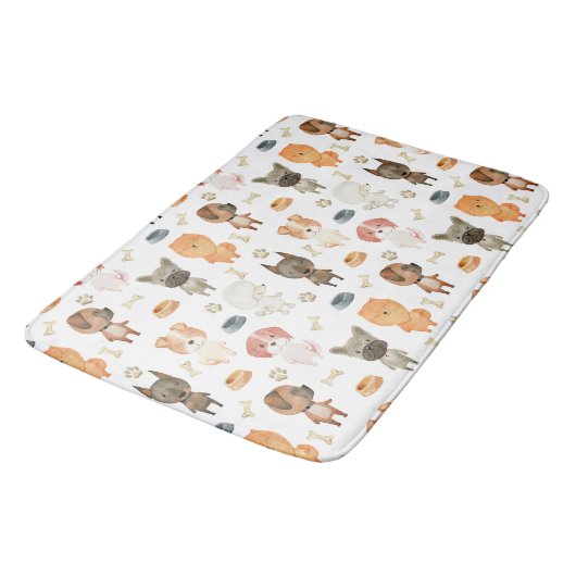 Tapis De Bain Chiens d'aquarelle. (Angle)