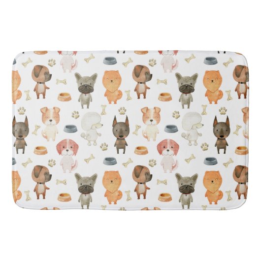 Tapis De Bain Chiens d'aquarelle. (Devant)