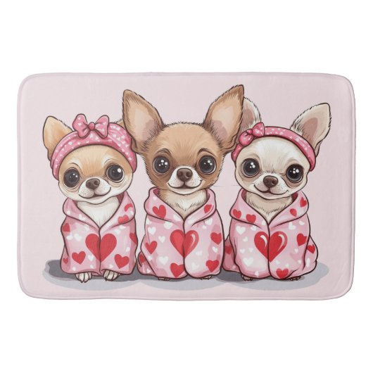 Tapis De Bain Chiens de Chihuahua de la Saint-Valentin (Devant)