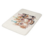 Tapis De Bain Chiens de Corgi d'anniversaire (Angle)