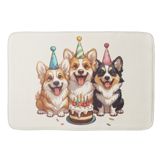 Tapis De Bain Chiens de Corgi d'anniversaire (Devant)
