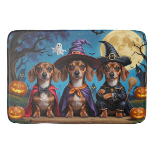 Tapis De Bain Chiens de Dachshund Citrouille Halloween drôle