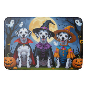 Tapis De Bain Chiens de Dalmatie Citrouille Halloween drôle
