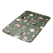 Tapis De Bain Chiens de Noël sur Vert (Angle)