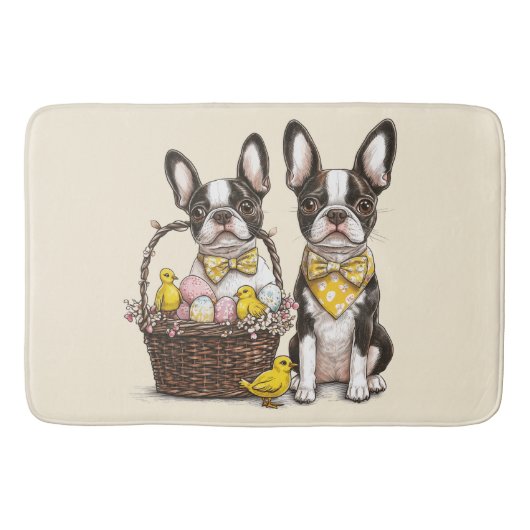 Tapis De Bain Chiens de Pâques Boston Terrier (Devant)